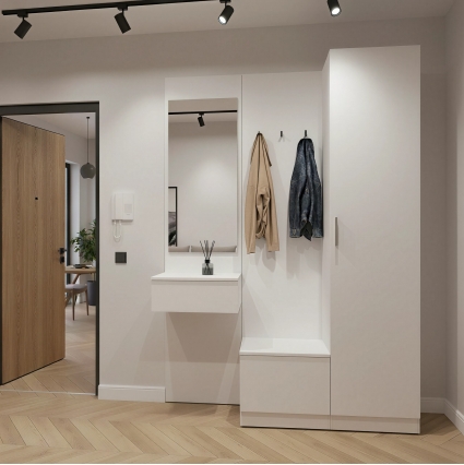 Набор мебели для прихожей "Марсель-105" МР 01-105 В2160 Ш1500 Г420 (ЛДСП Белый премиум)